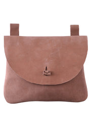 Bolso de piel con trabillas para cinturón, forma cuadrada