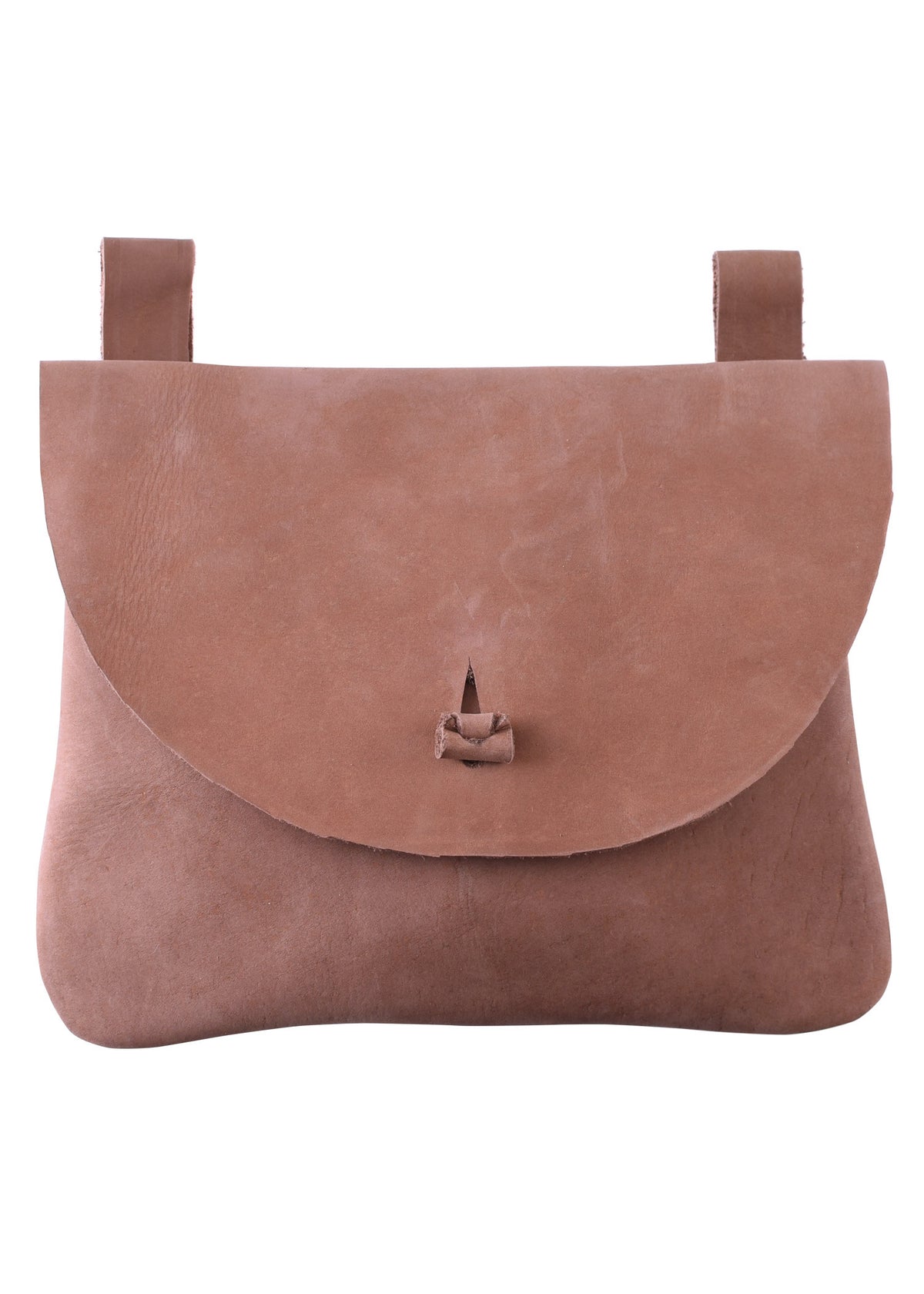Bolso de piel con trabillas para cinturón, forma cuadrada